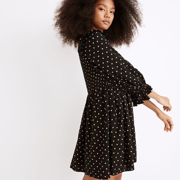 Madewell Lucie V-Neck Smocked Mini Dress in Oval Dot Size Small NWT - Picture 4 of 4